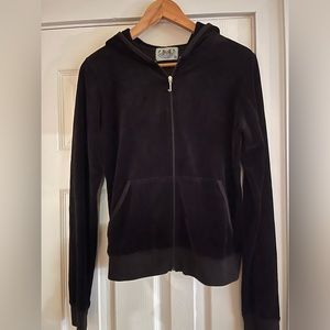 Juicy Couture Velvet Zip Up Hoodie in Black | Size XL